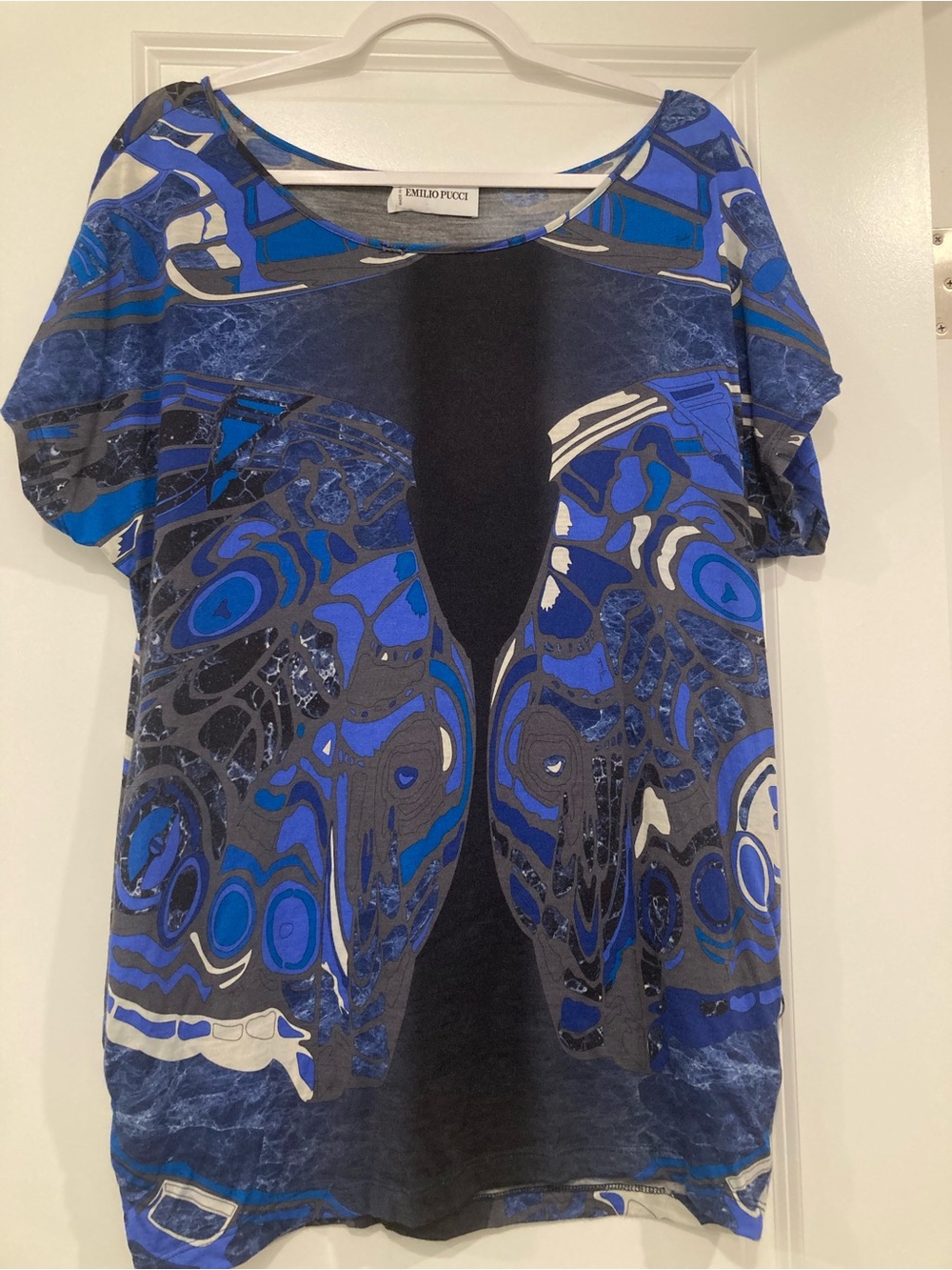Emilio Pucci Blue Black Abstract Print Dress